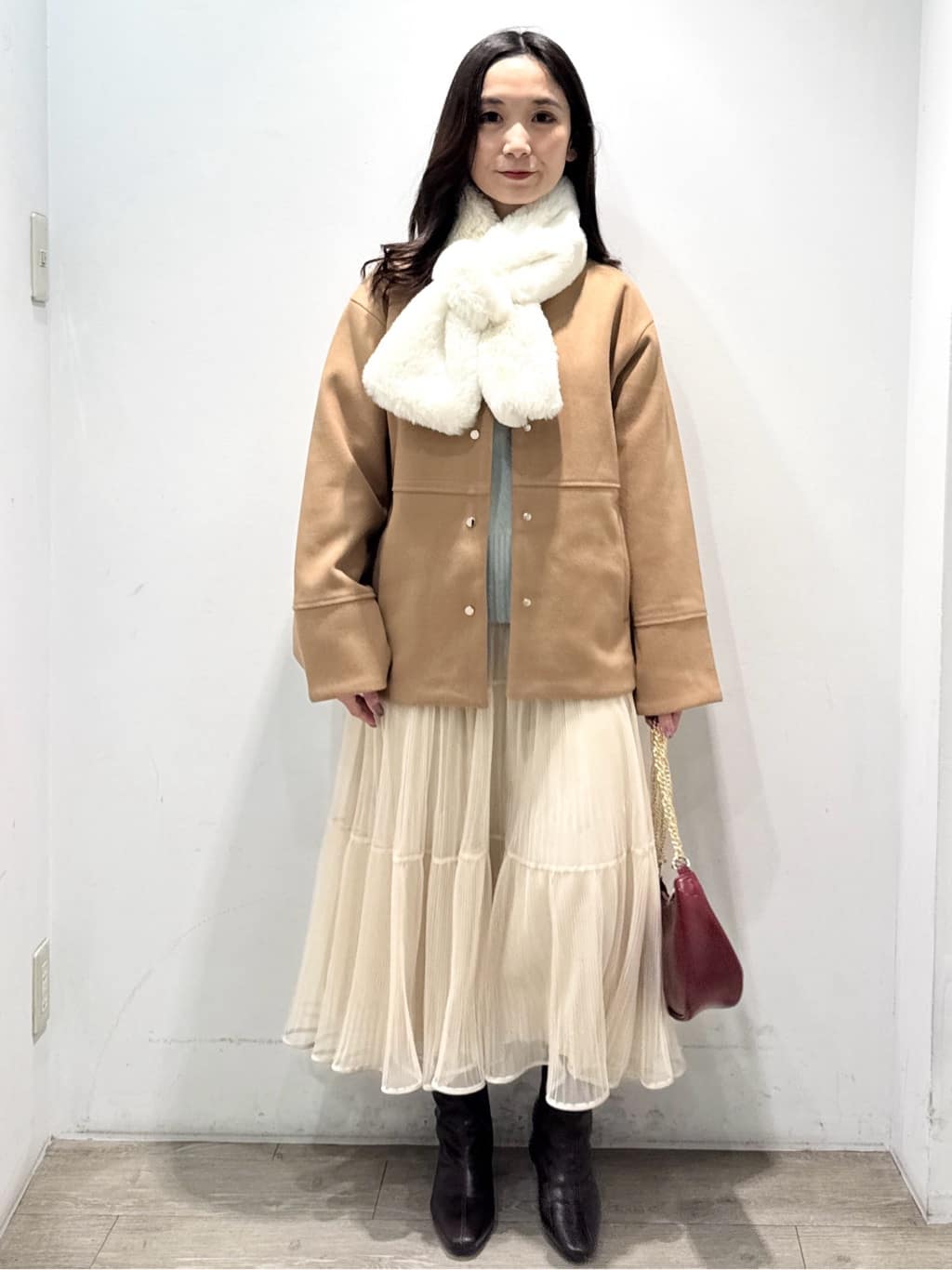 yuicciさんの「OPAQUE.CLIP｜ウールライクメルトンノーカラーコート【洗濯機洗い可】」を使ったコーディネート