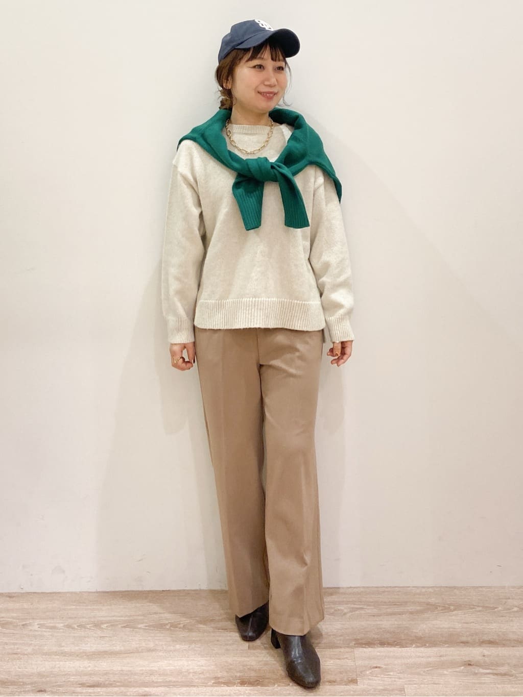 risayanさんの「OPAQUE.CLIP｜リラクシークルーネックニット【洗濯機OK】」を使ったコーディネート