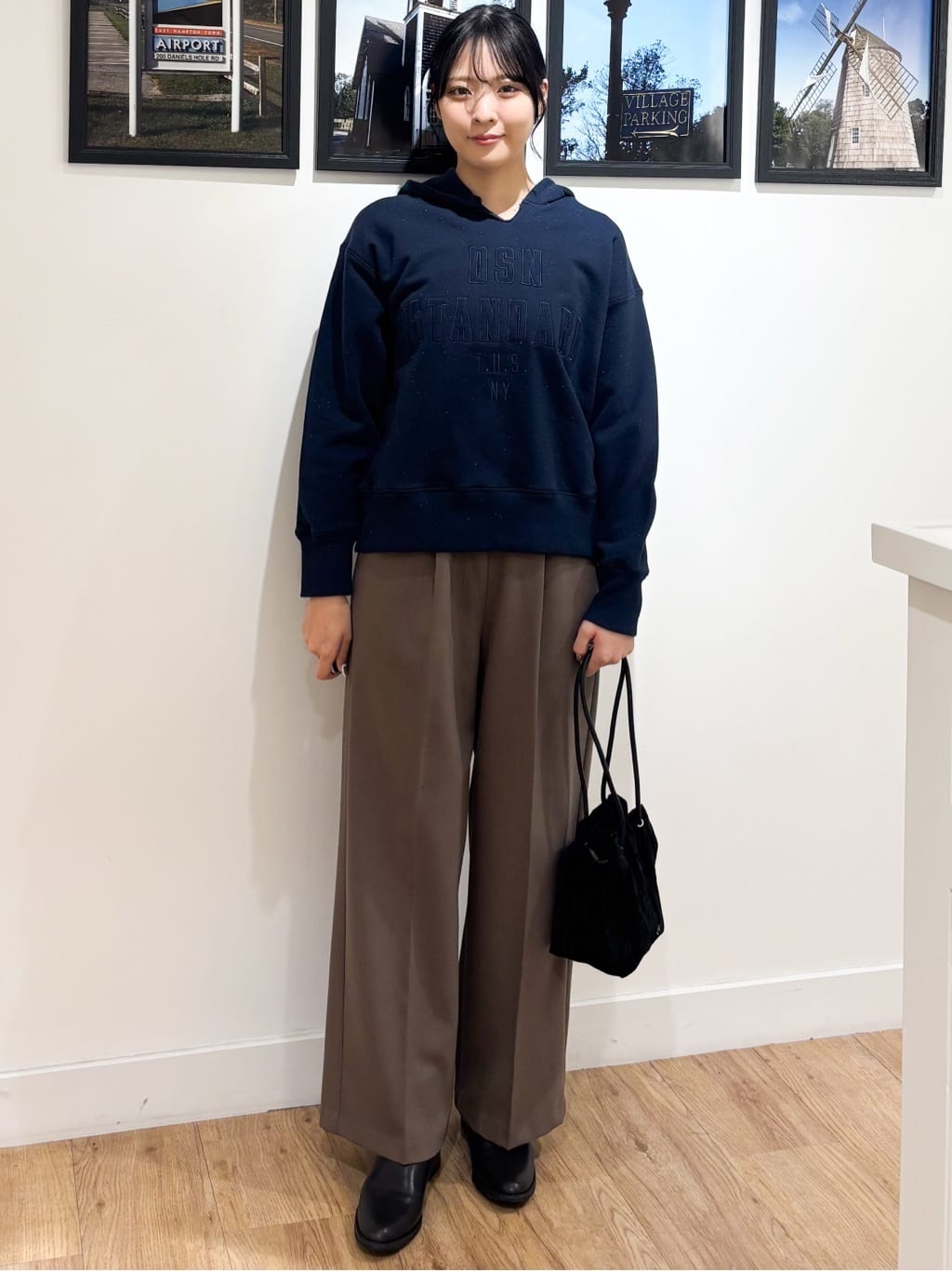 Ririkaさんの「Dessin｜【洗える】裏起毛セミワイドツイルパンツ」を使ったコーディネート