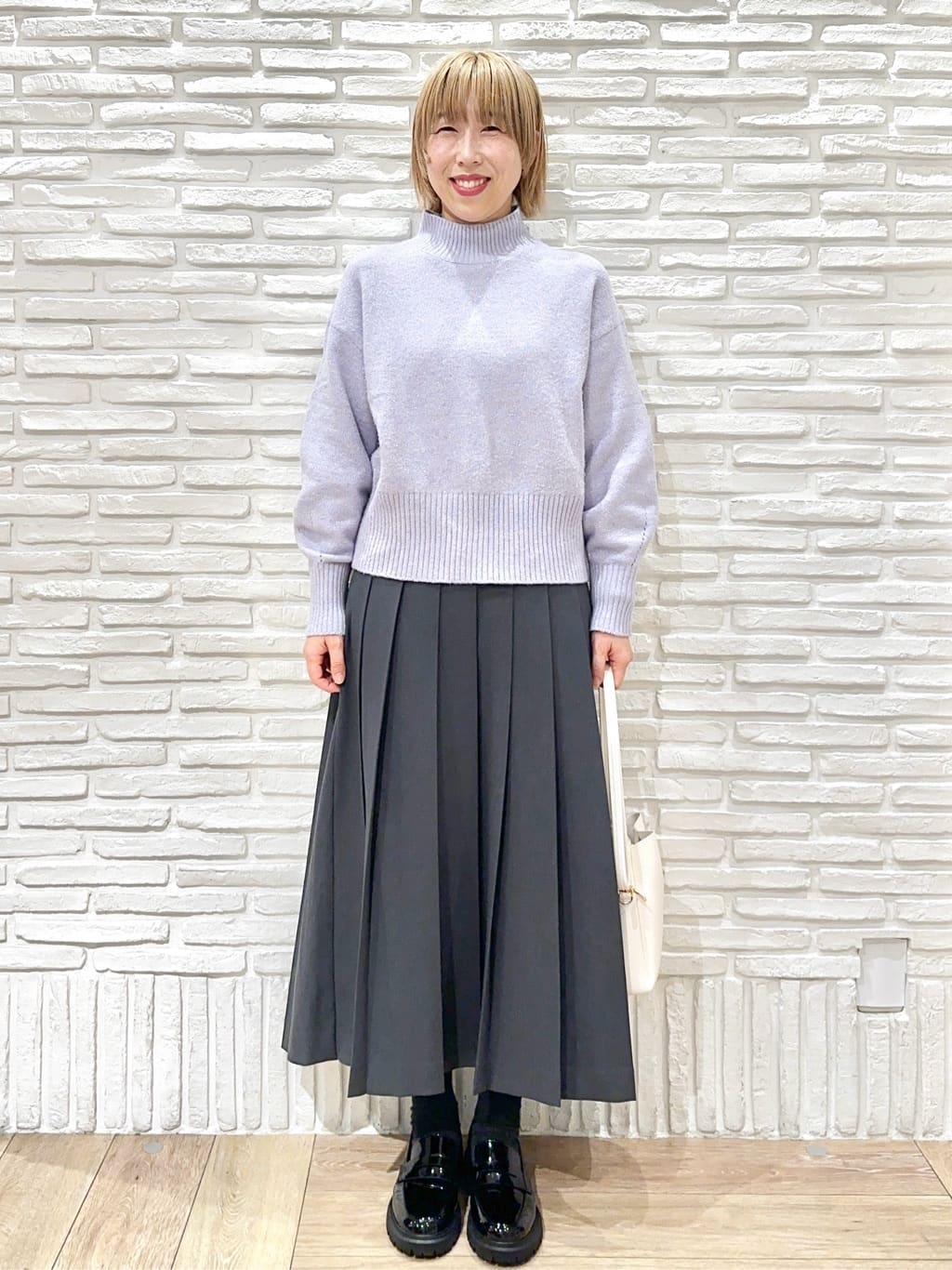 Hana...eさんの「index｜選べる2丈 ハイネックカラーミックスラメニット【洗濯機OK】」を使ったコーディネート