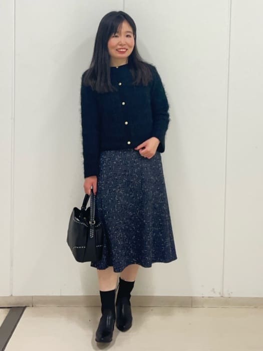 Rihoさんの「Reflect｜【お食事会やお出かけに◎】ふんわりジャカード編みカーディガン」を使ったコーディネート