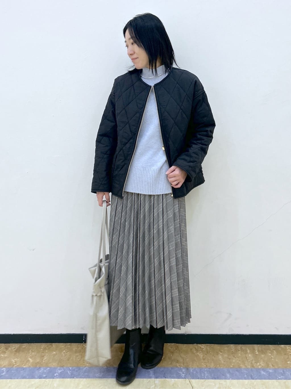 su.さんの「index｜選べる2丈 ハイネックカラーミックスラメニット【洗濯機OK】」を使ったコーディネート