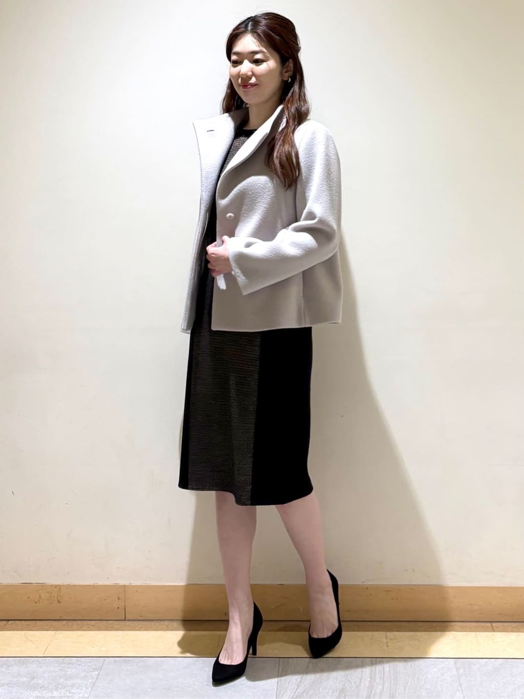 sakiさんの「COUP DE CHANCE｜【日本製／ラメ混】ジャージ素材タイトシルエットワンピース」を使ったコーディネート