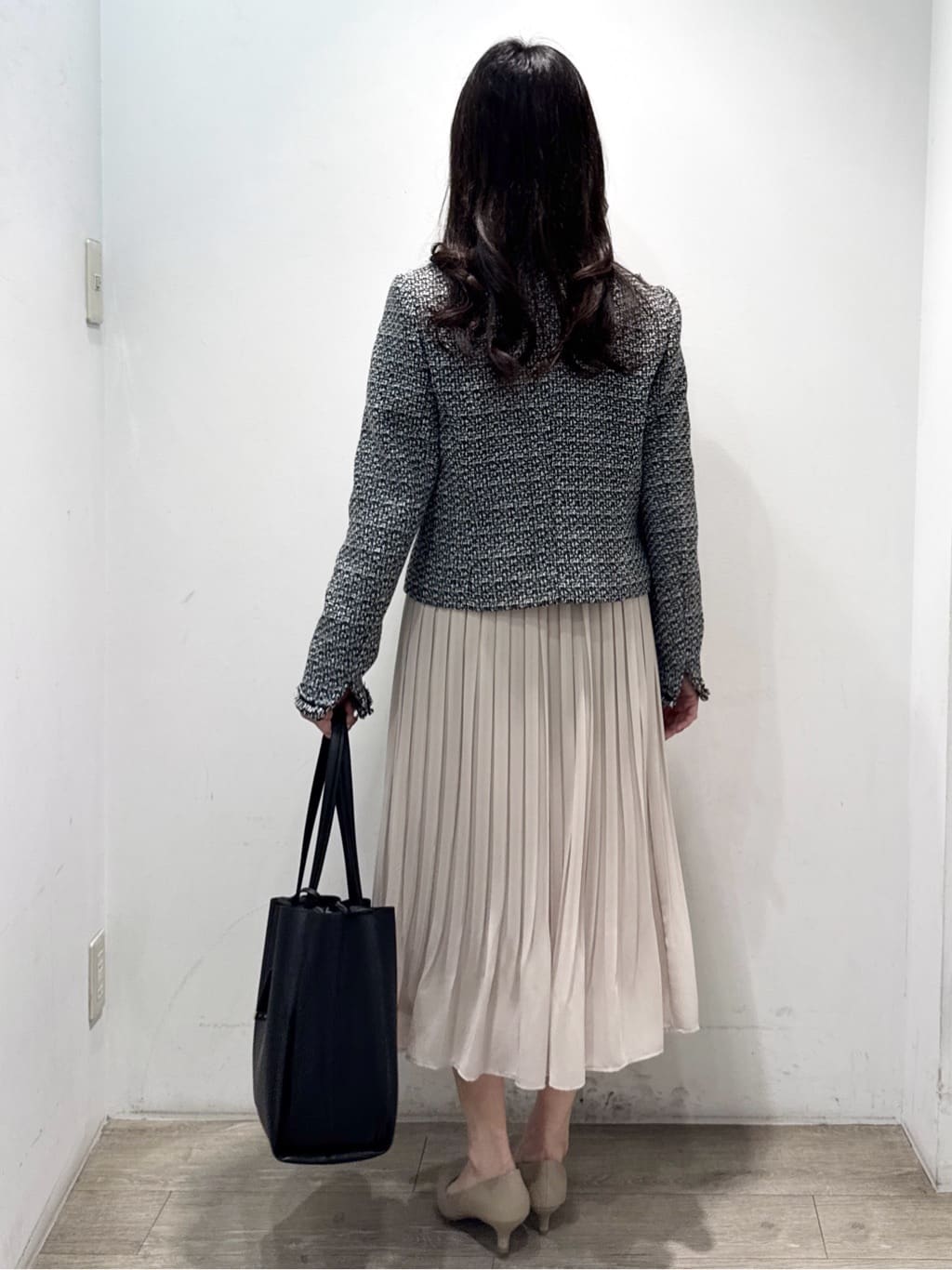 yuicciさんの「OPAQUE.CLIP｜《通勤／セットアップ対応》ノーカラーツイードジャケット【洗濯機OK】」を使ったコーディネート