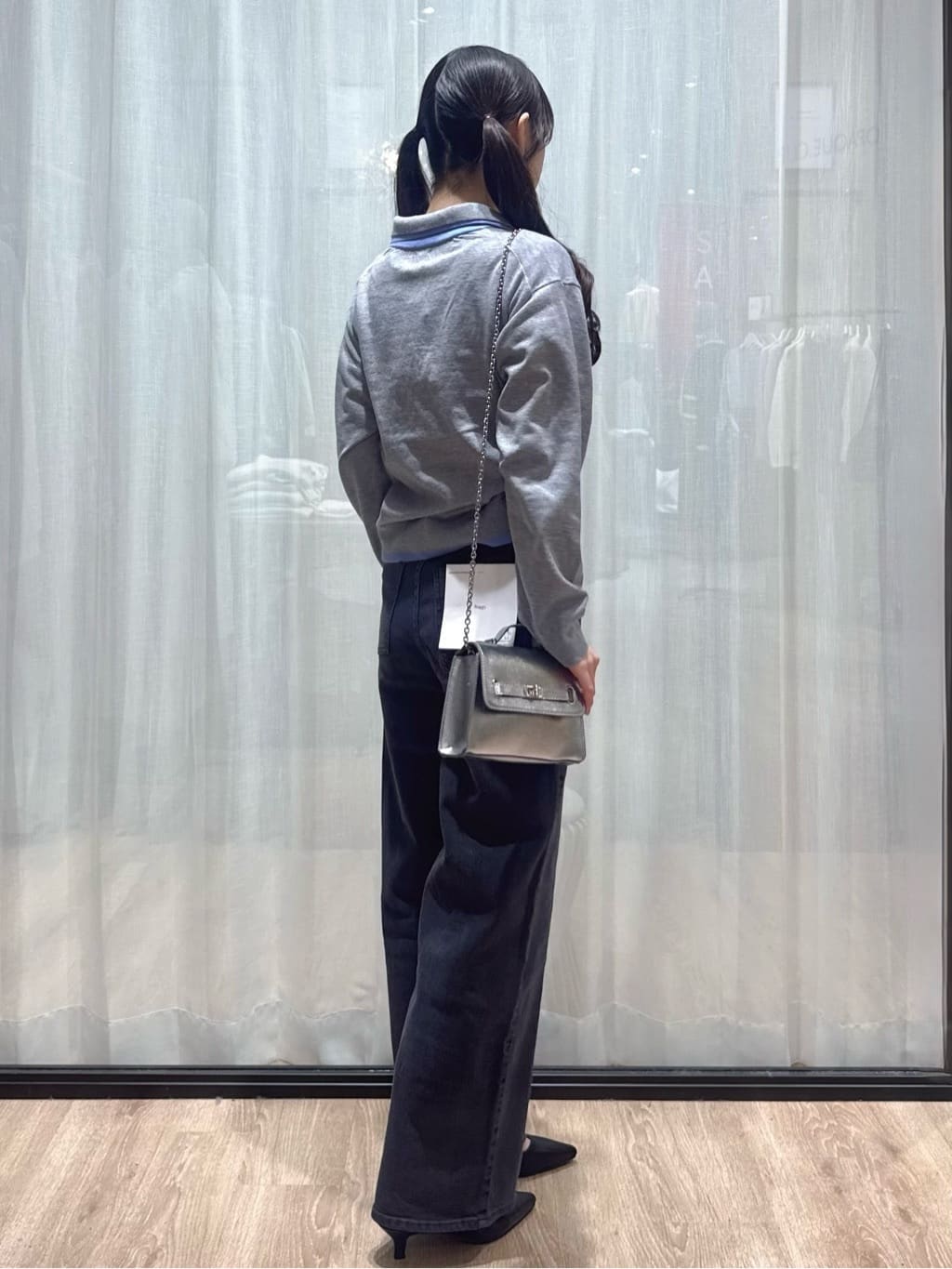 ぞうげさんの「OPAQUE.CLIP｜ダブルカラーポロ衿配色ニット【洗濯機OK】」を使ったコーディネート