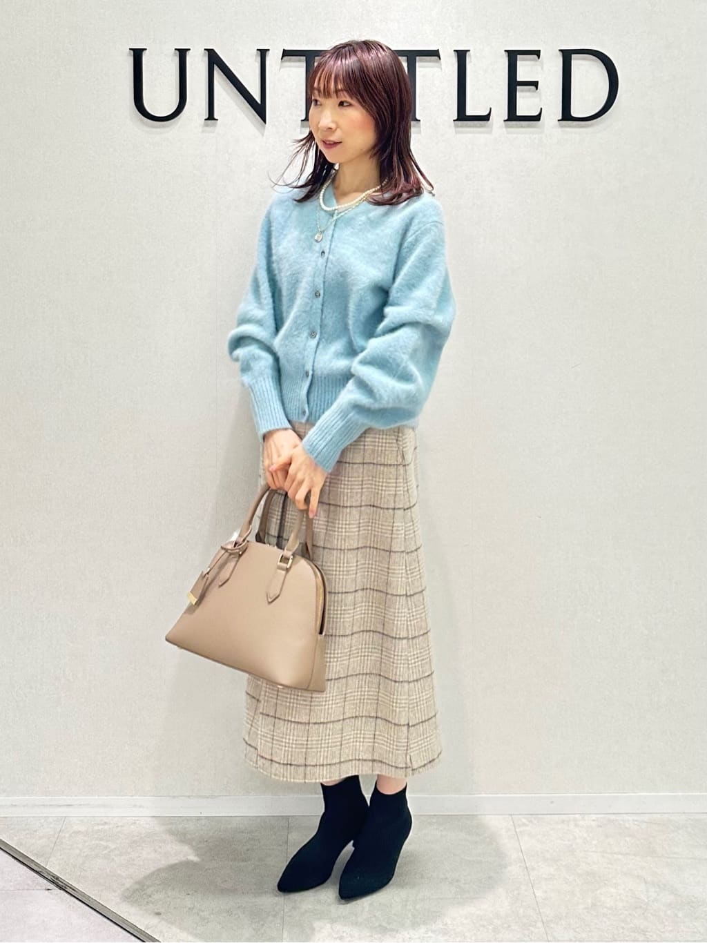 Miwaさんの「UNTITLED｜【ふんわり/タイト見え】グレンチェックスカート」を使ったコーディネート