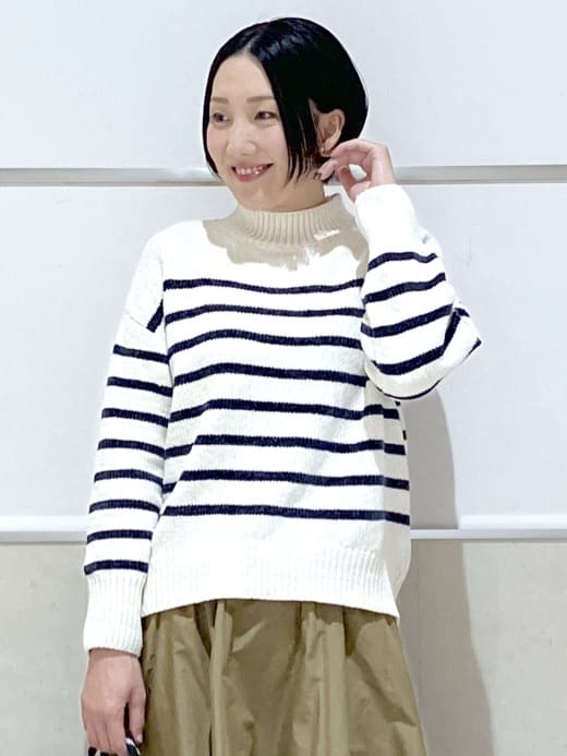 eriko さんの「Dessin｜【洗える】ハイネックベロアモールニット」を使ったコーディネート