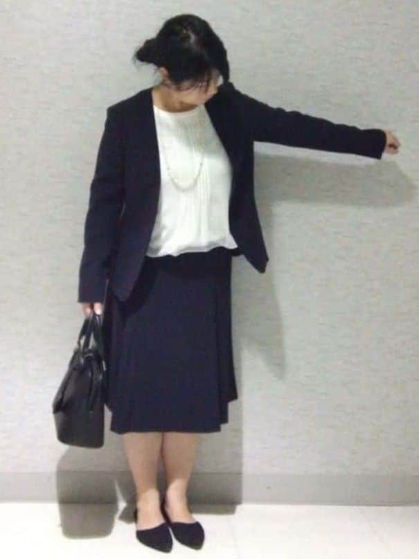 sakoさんの「Reflect｜【SS-4Lサイズ／通勤／セットアップ可】ノーカラージャケット」を使ったコーディネート