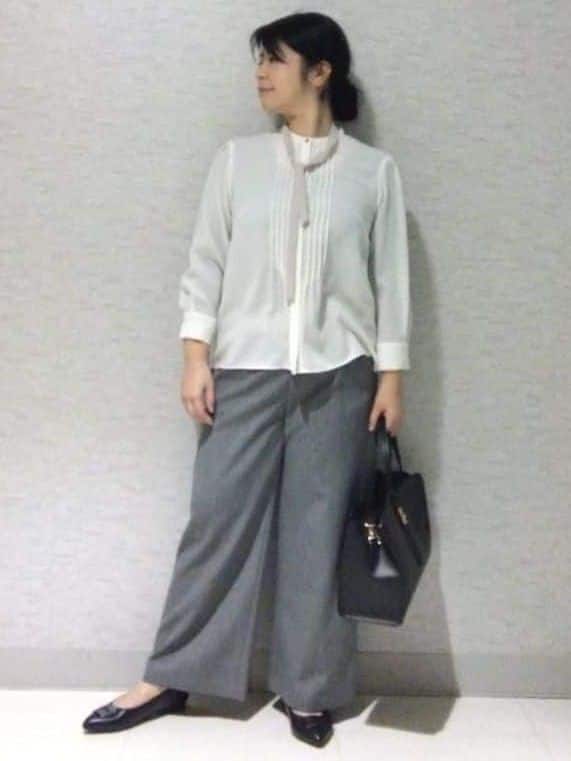 sakoさんの「Reflect｜【配色ボウタイ付き】八分袖ジョーゼットブラウス」を使ったコーディネート