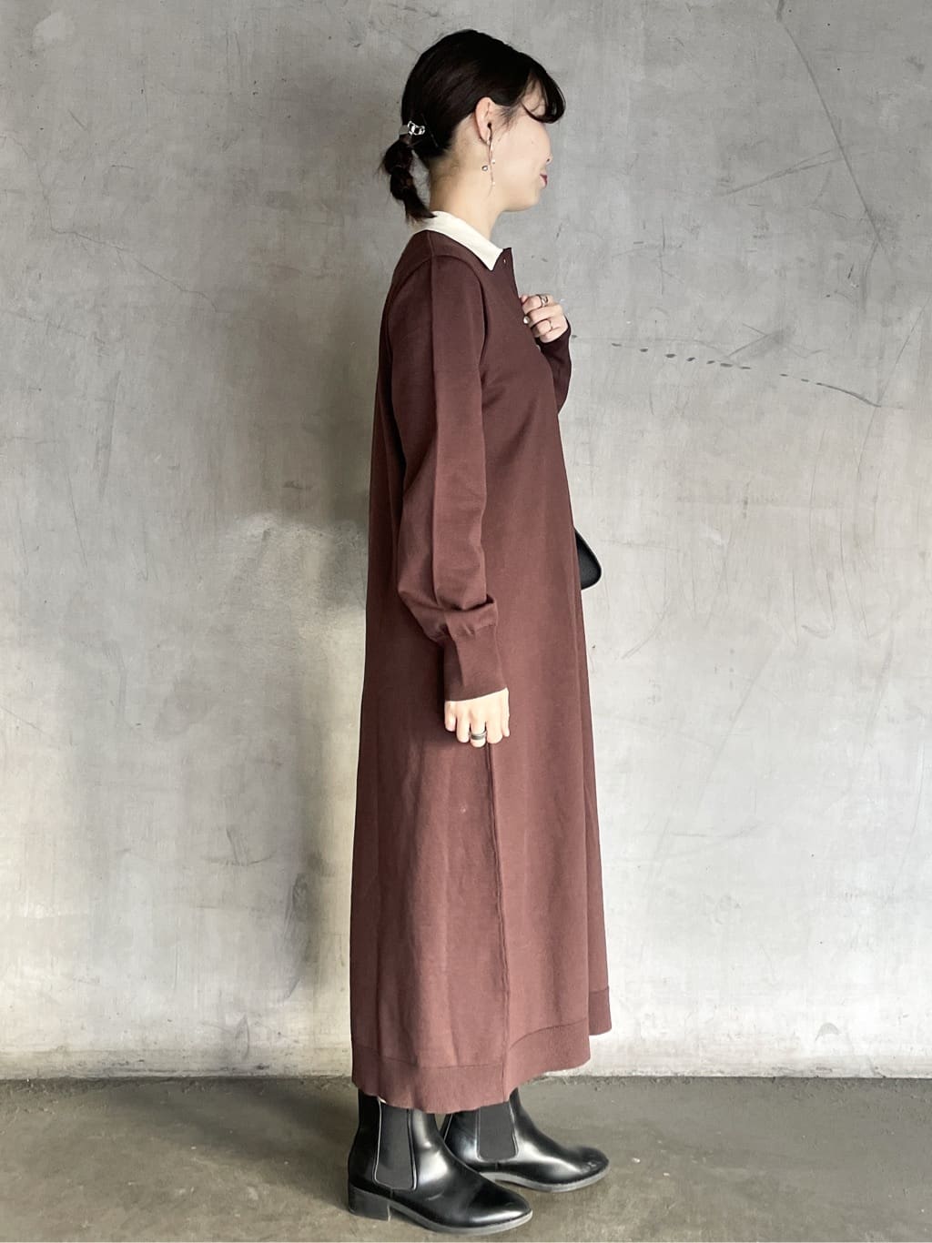 tomokoさんの「OPAQUE.CLIP｜配色ポロ衿ニットワンピース【洗濯機OK】」を使ったコーディネート