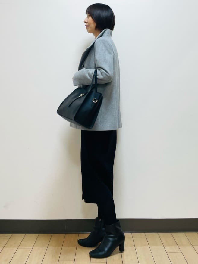 Riiさんの「Reflect｜【SS-4Lサイズ／衿が顔に当たらない◎】スタンドネックミドルコート」を使ったコーディネート