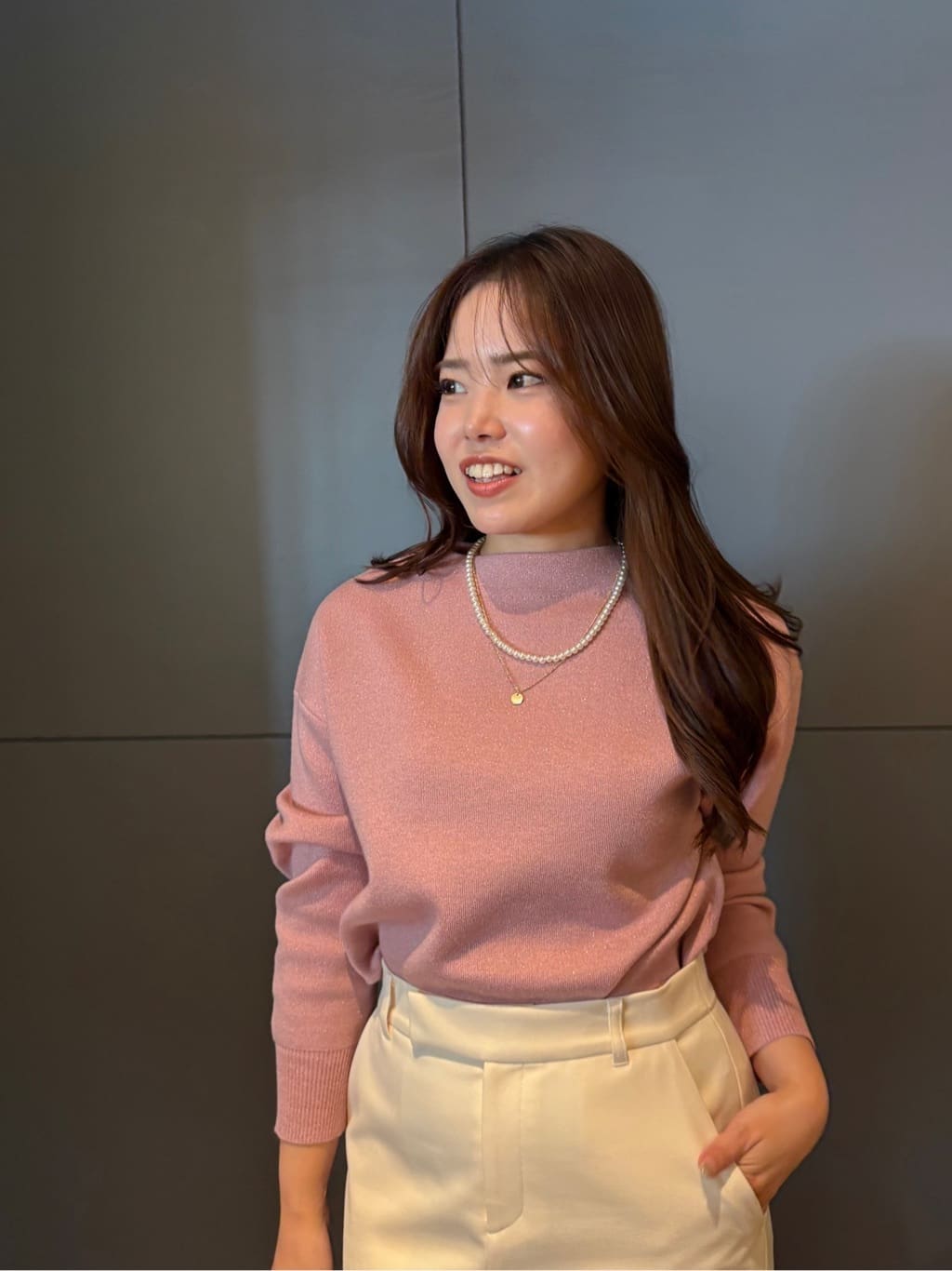 MISAKIさんの「COUP DE CHANCE｜【手洗い可】ラメ混ニットトップス」を使ったコーディネート