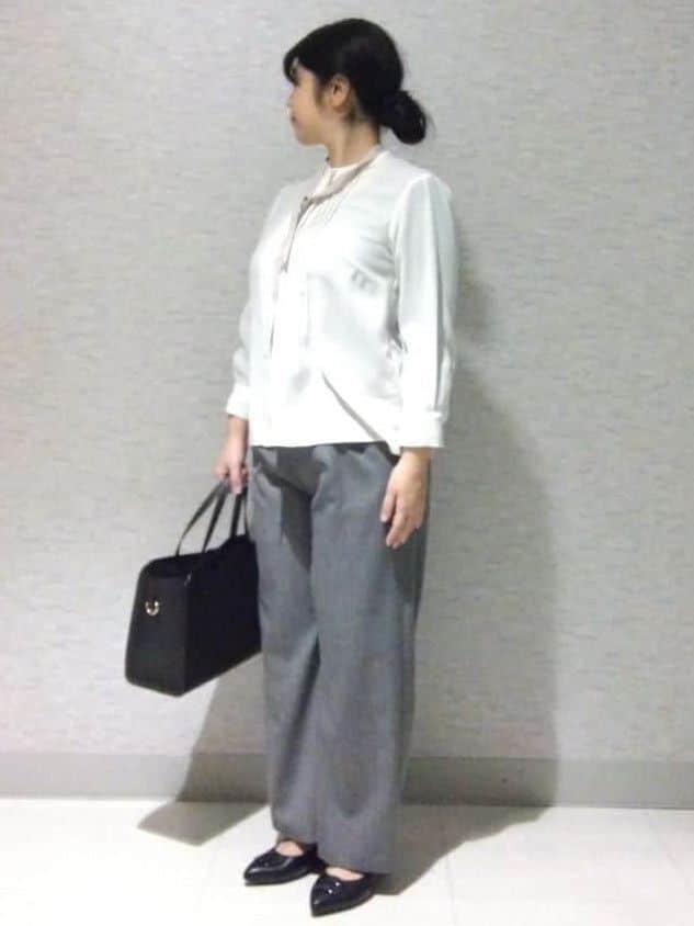 sakoさんの「Reflect｜【配色ボウタイ付き】八分袖ジョーゼットブラウス」を使ったコーディネート