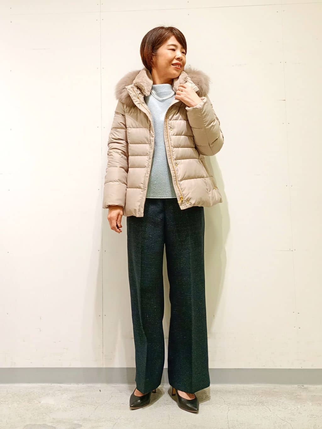 Kさんの「INDIVI｜【洗える／大人ラメ】カラーMIXボトルネックニット」を使ったコーディネート