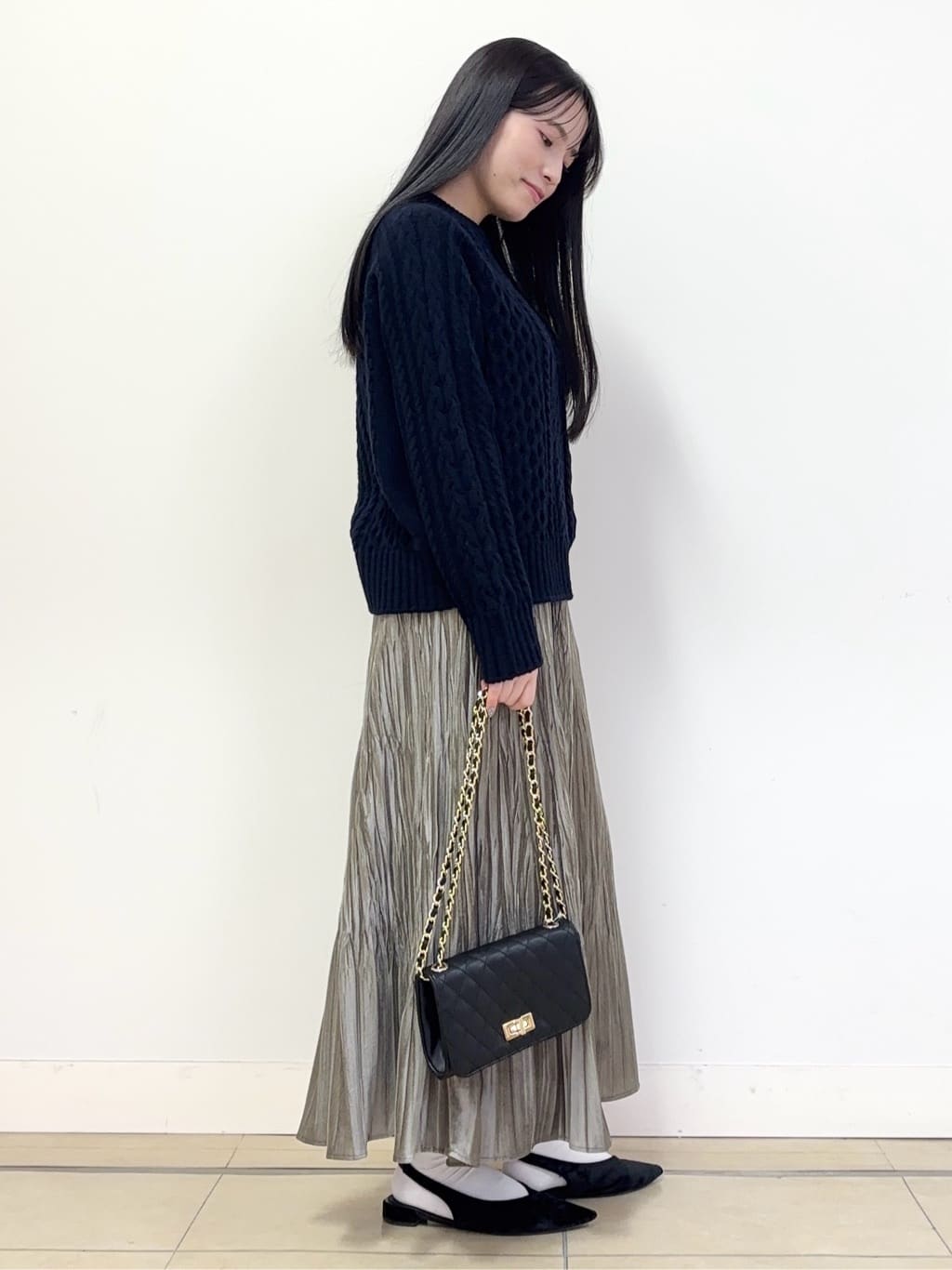 あやかさんの「UNTITLED｜【洗える】スポンディッシュ ケーブル柄ニット」を使ったコーディネート