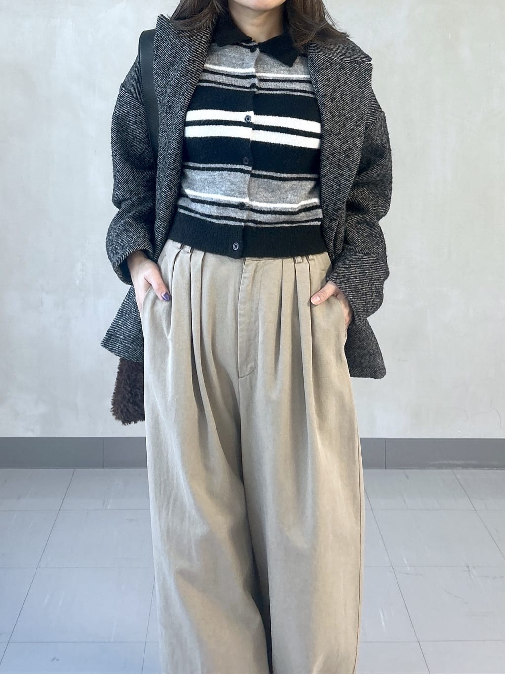 takaさんの「INDIVI｜ヘアリーボーダーポロニット」を使ったコーディネート