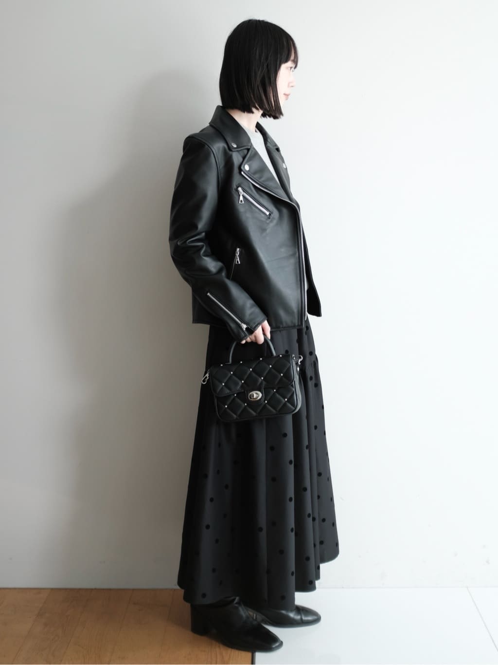 Kishimotoさんの「DRESSTERIOR｜【本革】レザーダブルライダース」を使ったコーディネート