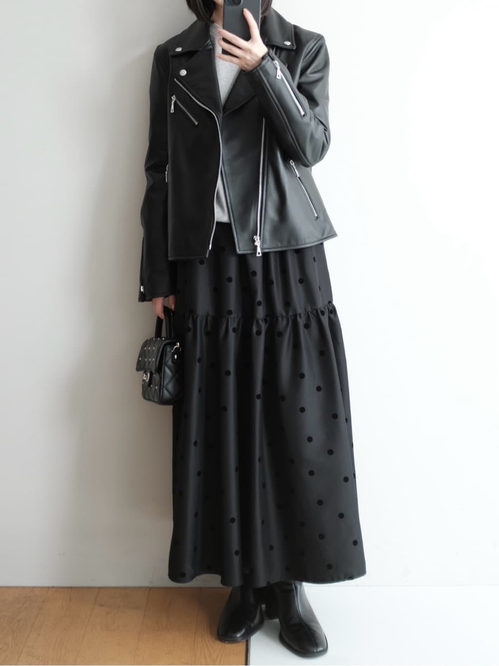 Kishimotoさんの「DRESSTERIOR｜【本革】レザーダブルライダース」を使ったコーディネート