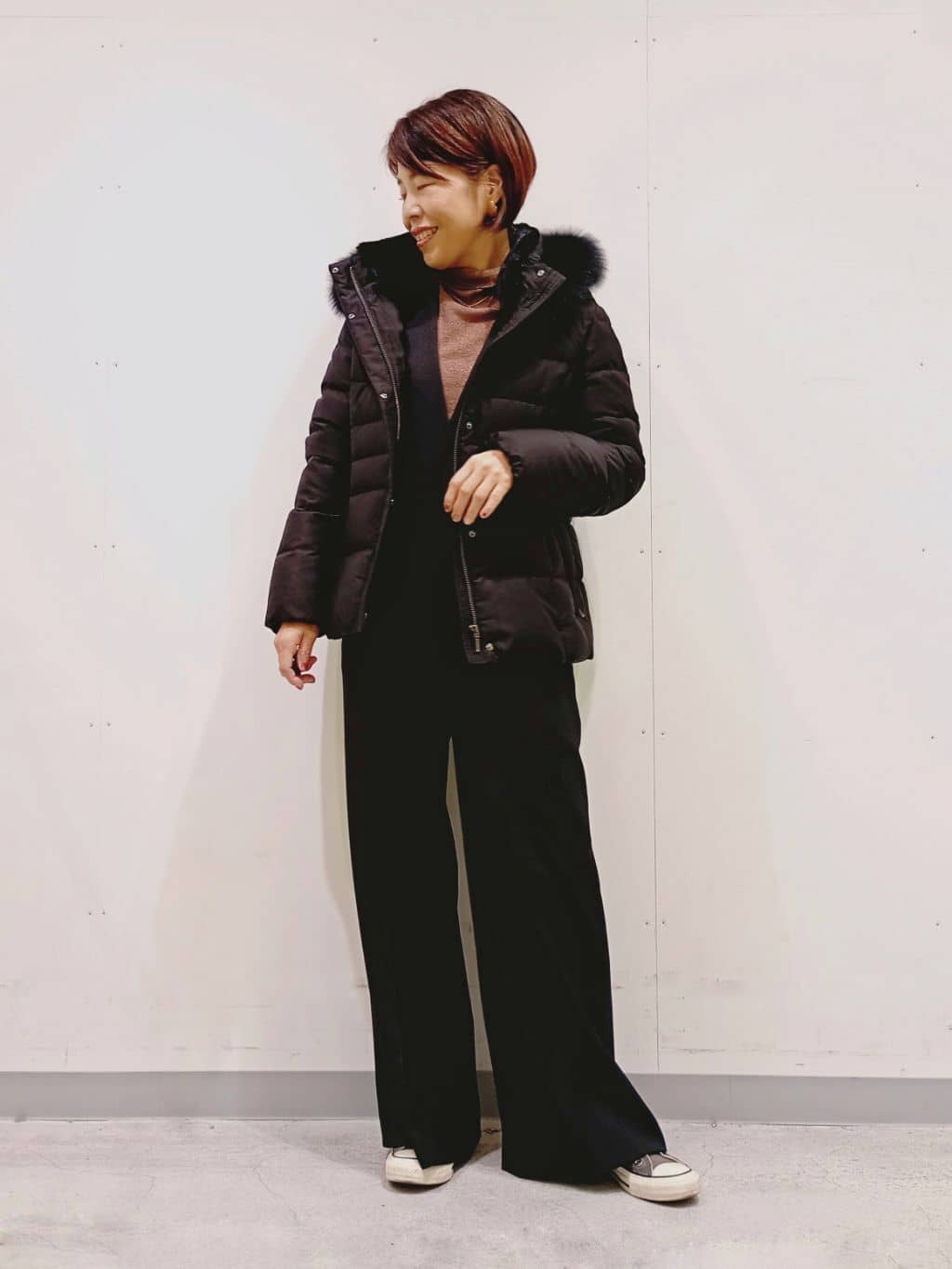 Kさんの「INDIVI｜【名品／撥水／抗菌防臭】ショート丈リサイクルダウンコート」を使ったコーディネート