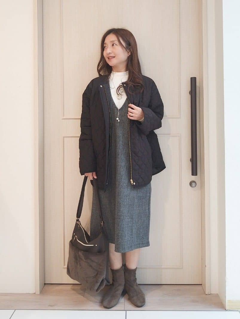 mi-saさんの「SHOO･LA･RUE｜【2点セット/洗濯機可】時短でコーデが決まる ジャンドレ+リブインナー」を使ったコーディネート