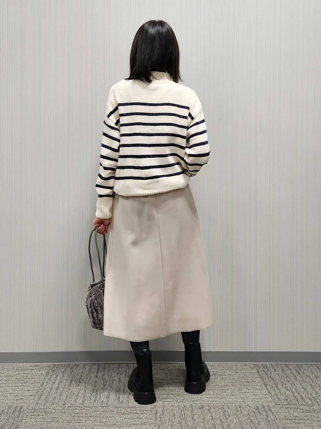 naraさんの「Dessin｜【洗える】ハイネックベロアモールニット」を使ったコーディネート