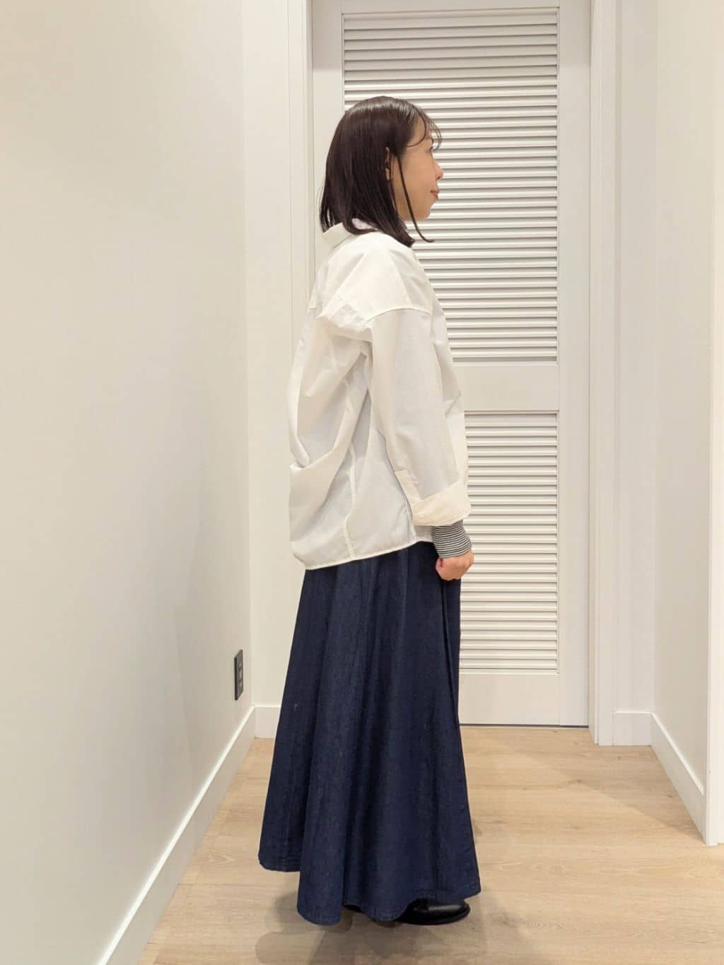 enさんの「Dessin｜【洗える】刺繍ロゴ入りオーバーシャツ」を使ったコーディネート