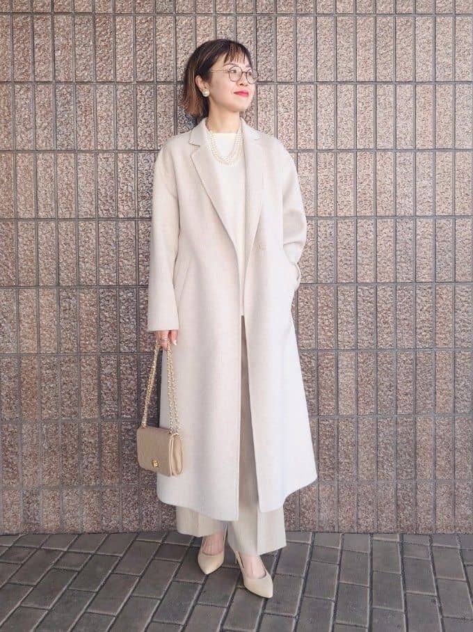 MUTSUKOさんの「UNTITLED｜【ロング丈/軽やか】テーラード　リバーコート」を使ったコーディネート