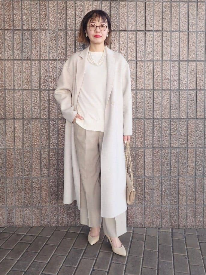 MUTSUKOさんの「UNTITLED｜【ロング丈/軽やか】テーラード　リバーコート」を使ったコーディネート