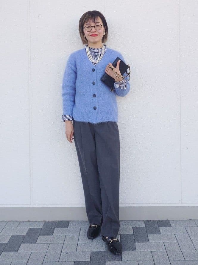 MUTSUKOさんの「UNTITLED｜【ゆったり】アルパカ混シャギー カーディガン」を使ったコーディネート