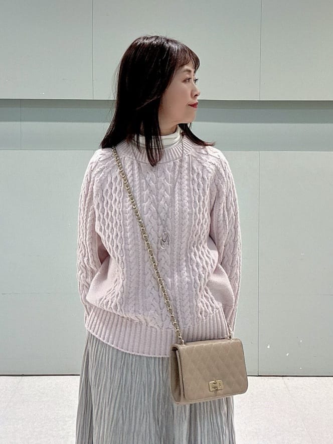 makiさんの「UNTITLED｜【洗える】スポンディッシュ ケーブル柄ニット」を使ったコーディネート