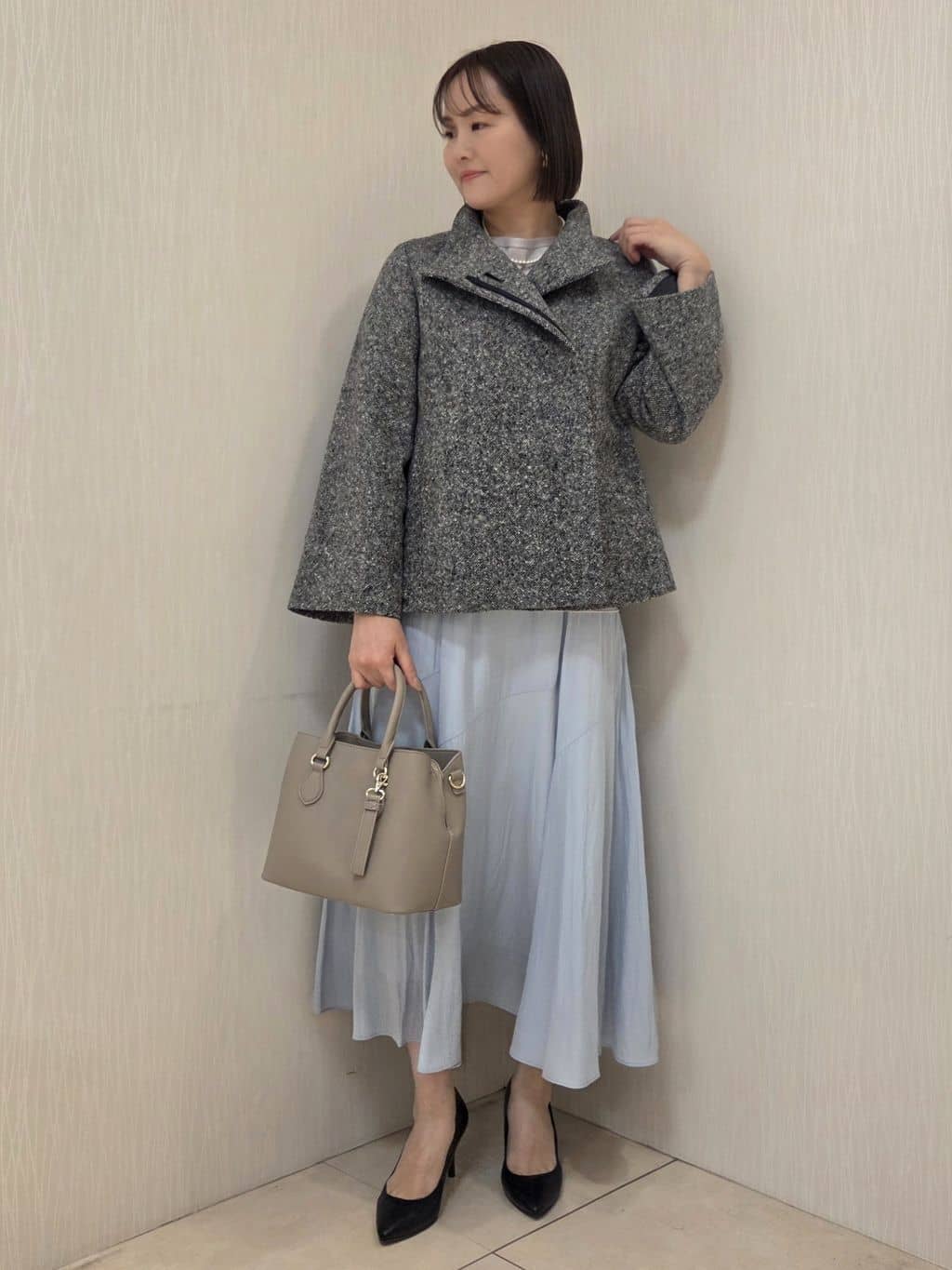 naokoさんの「UNTITLED｜【スタンドカラー/オンオフ使える】クラシカルツイードコート」を使ったコーディネート