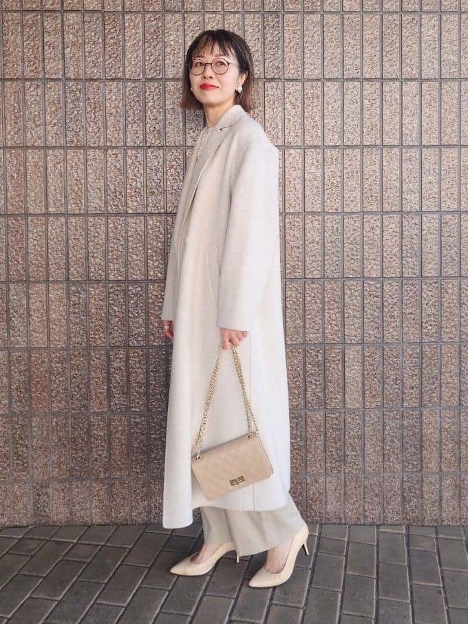 MUTSUKOさんの「UNTITLED｜【ロング丈/軽やか】テーラード　リバーコート」を使ったコーディネート