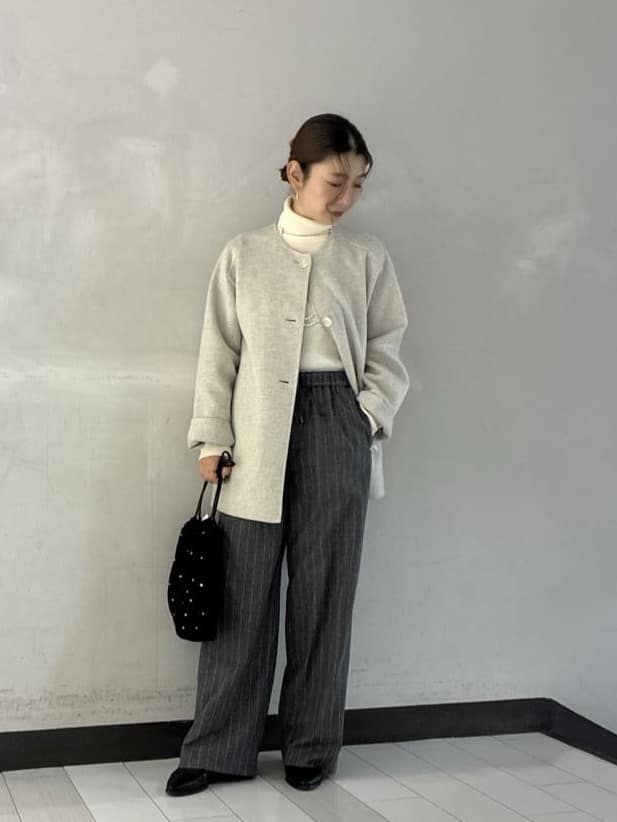 Rinさんの「UNTITLED｜【洗える/アンサンブル可能/ウール100%】リブタートルネックウールニット」を使ったコーディネート