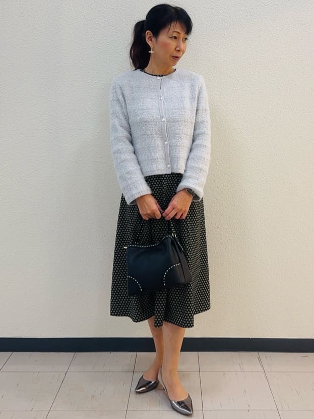 ⭐︎Eimi⭐︎さんの「Reflect｜【お食事会やお出かけに◎】ふんわりジャカード編みカーディガン」を使ったコーディネート