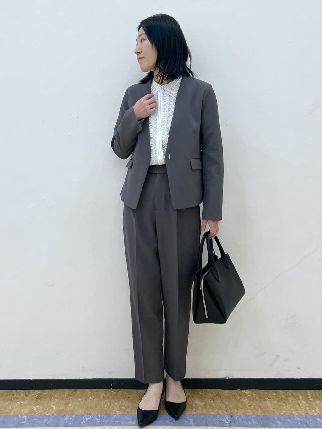su.さんの「index｜ストレッチノーカラージャケット／セットアップ対応【洗濯機OK／防シワ／イージーアイロン】」を使ったコーディネート