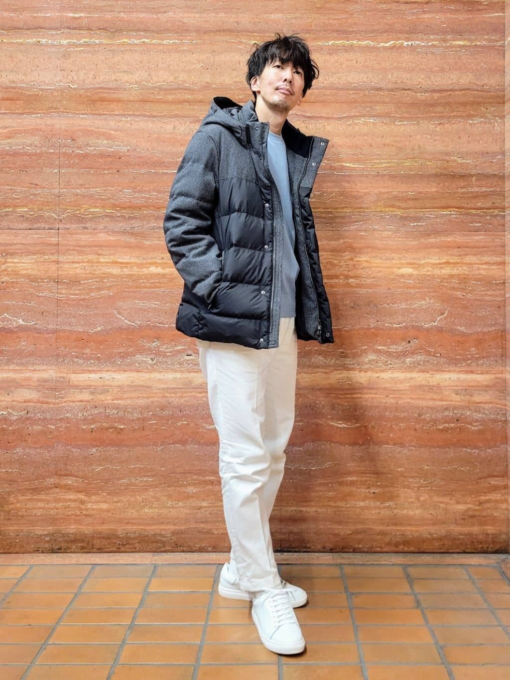 piroyaさんの「TAKEO KIKUCHI｜カラーコンビ ダウンブルゾン」を使ったコーディネート