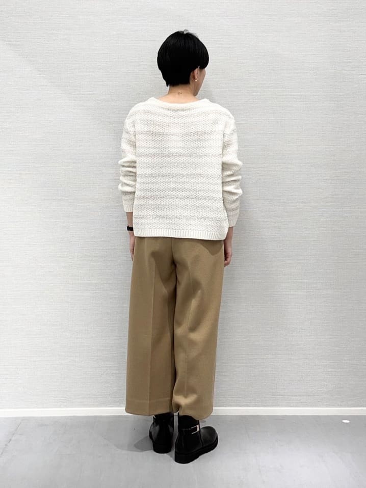 Yukoさんの「UNTITLED｜【ツイード調/コンパクト丈】ブークレーボートネックニット」を使ったコーディネート