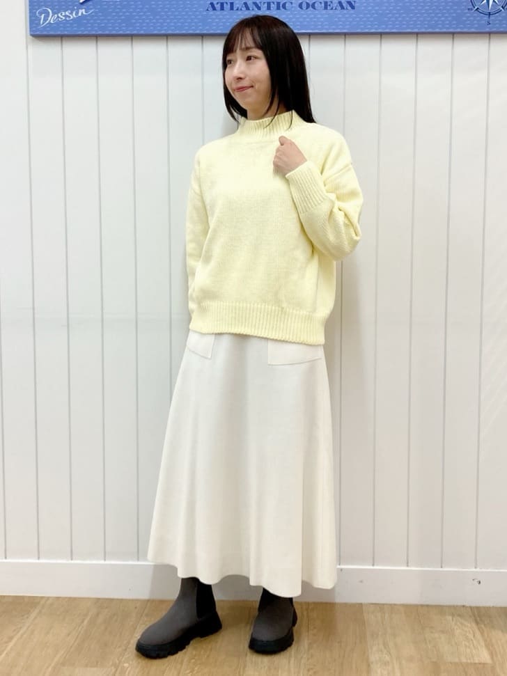 yoshiさんの「Dessin｜【洗える】ハイネックベロアモールニット」を使ったコーディネート