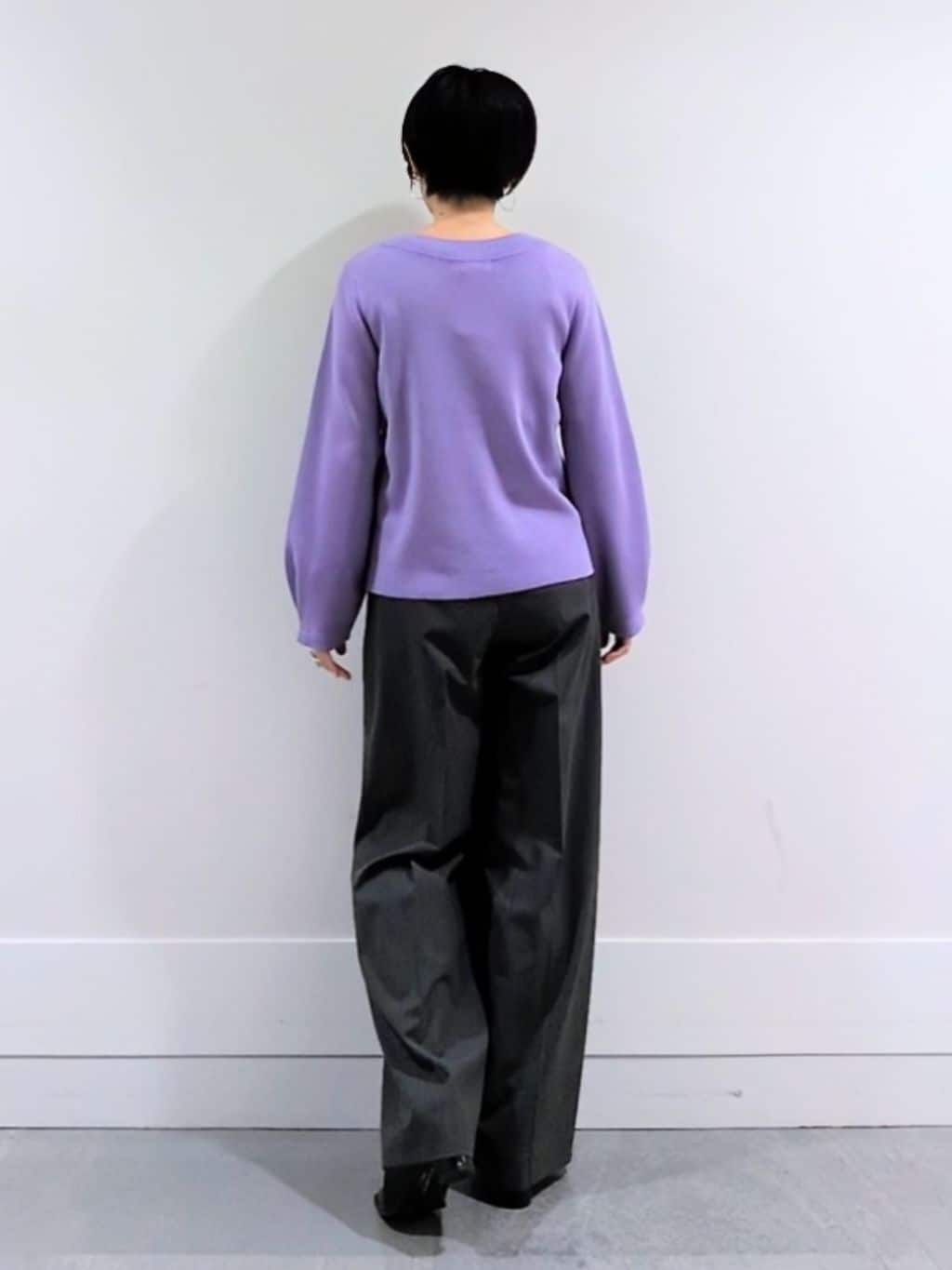ミズタさんの「UNTITLED｜【洗える/ウエスト後ろゴム】ウール混　タックワイドパンツ」を使ったコーディネート