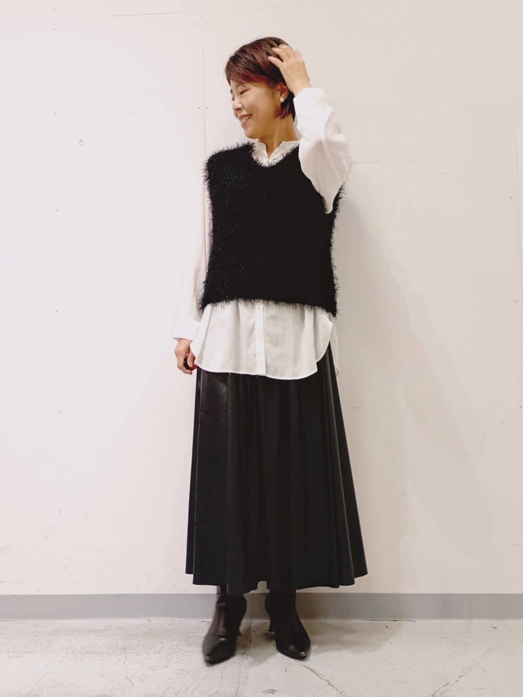 Kさんの「INDIVI｜レザー調ギャザースカート」を使ったコーディネート