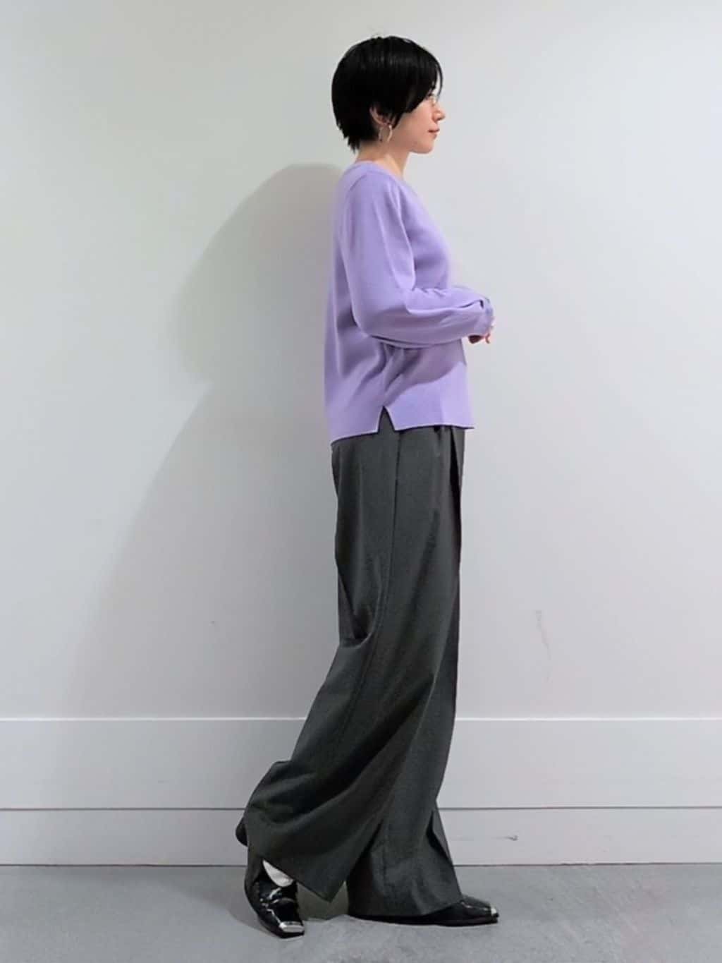 ミズタさんの「UNTITLED｜【洗える/ウエスト後ろゴム】ウール混　タックワイドパンツ」を使ったコーディネート