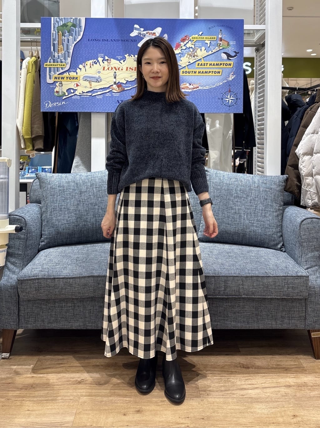 risaさんの「Dessin｜【洗える】ハイネックベロアモールニット」を使ったコーディネート