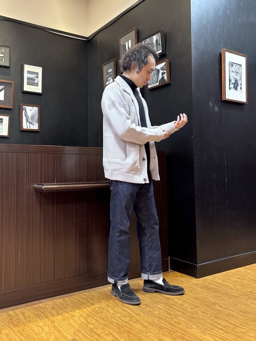 KEIさんの「TAKEO KIKUCHI｜畦編みチェック ニットカーディガン」を使ったコーディネート