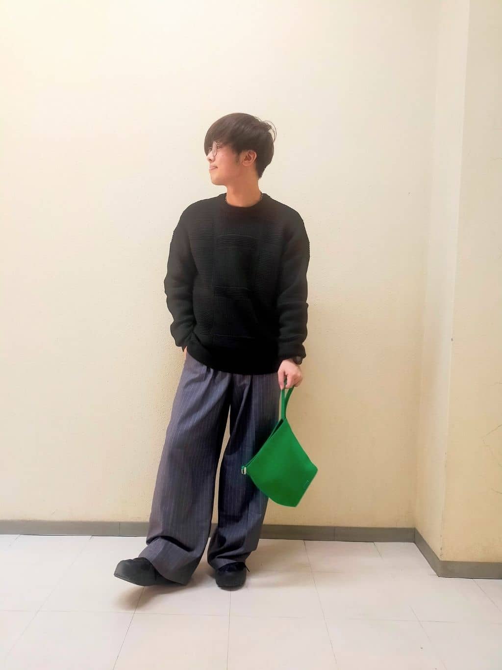 nerさんの「TAKEO KIKUCHI｜畦編みチェック プルオーバーニット」を使ったコーディネート