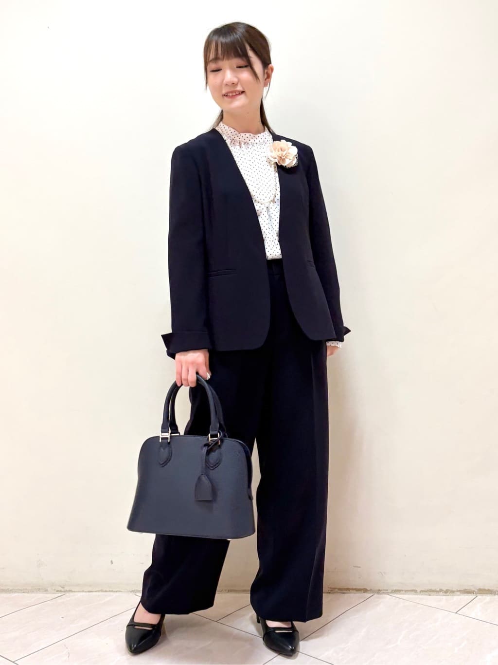 mikiさんの「Reflect｜【SS-4Lサイズ／通勤／セットアップ可】ノーカラージャケット」を使ったコーディネート