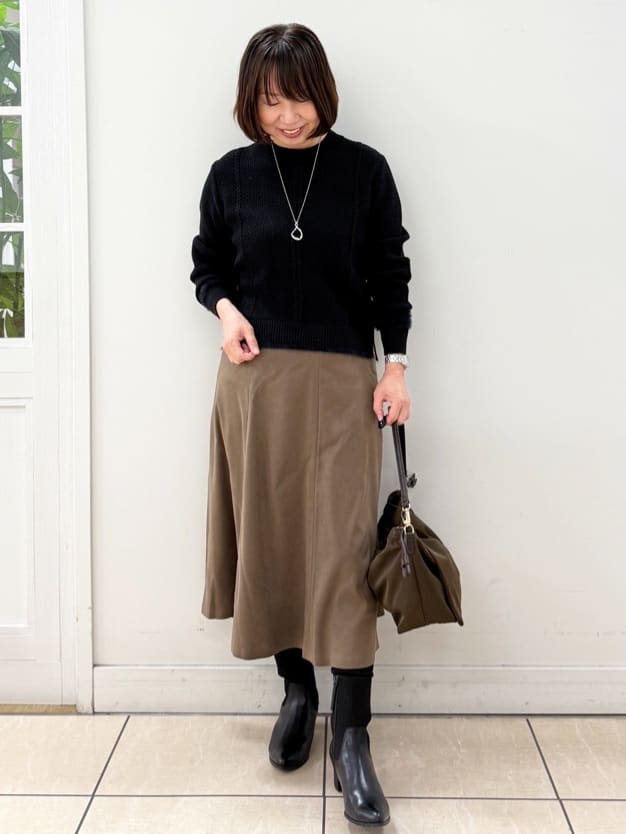 KIKIさんの「Reflect｜【ほんのりラメ感◎】ケーブル柄ニット」を使ったコーディネート