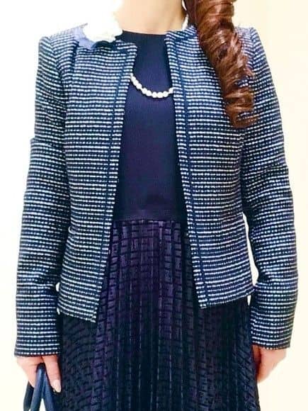 花さんの「Reflect｜【SS-4Lサイズ】シフォン&times;幾何柄レースプリーツワンピース」を使ったコーディネート