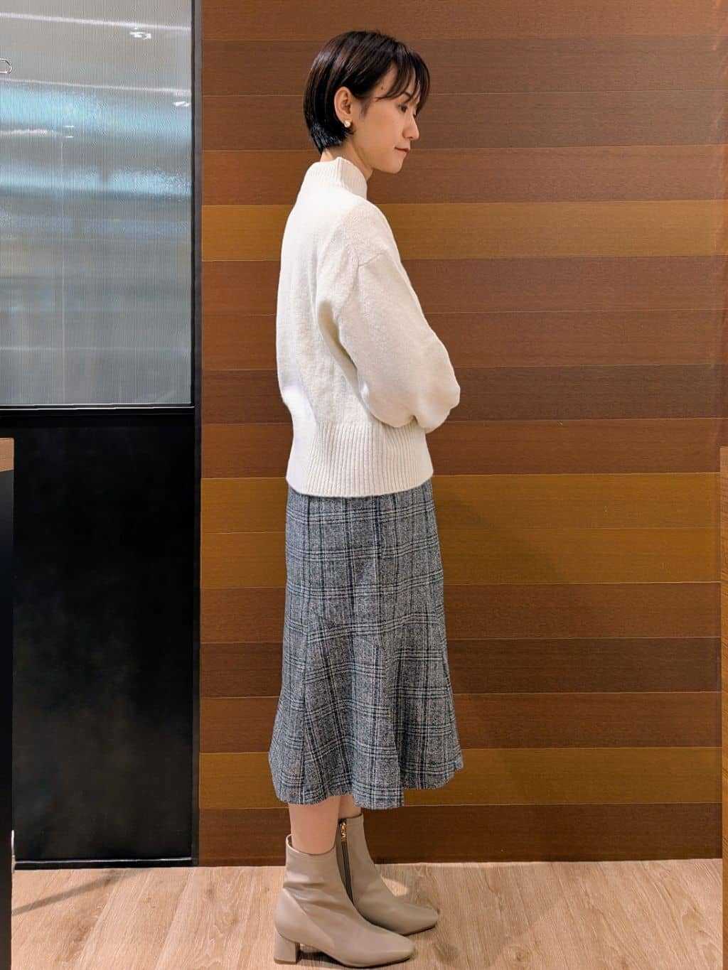 miuraさんの「index｜選べる2丈 ハイネックカラーミックスラメニット【洗濯機OK】」を使ったコーディネート