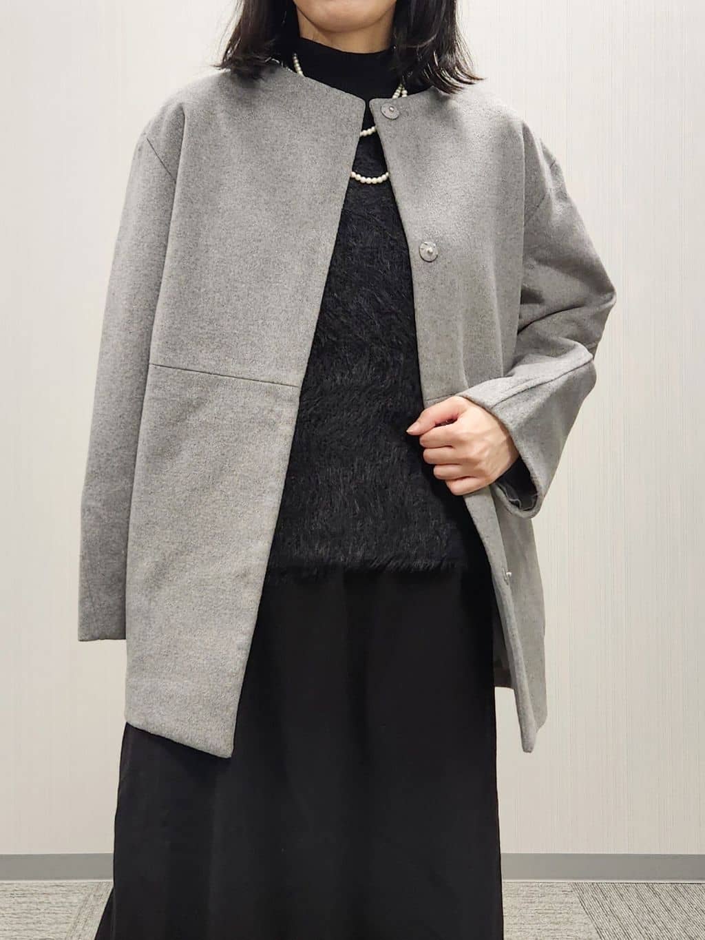 naraさんの「Dessin｜ウール混クルーネックコート」を使ったコーディネート