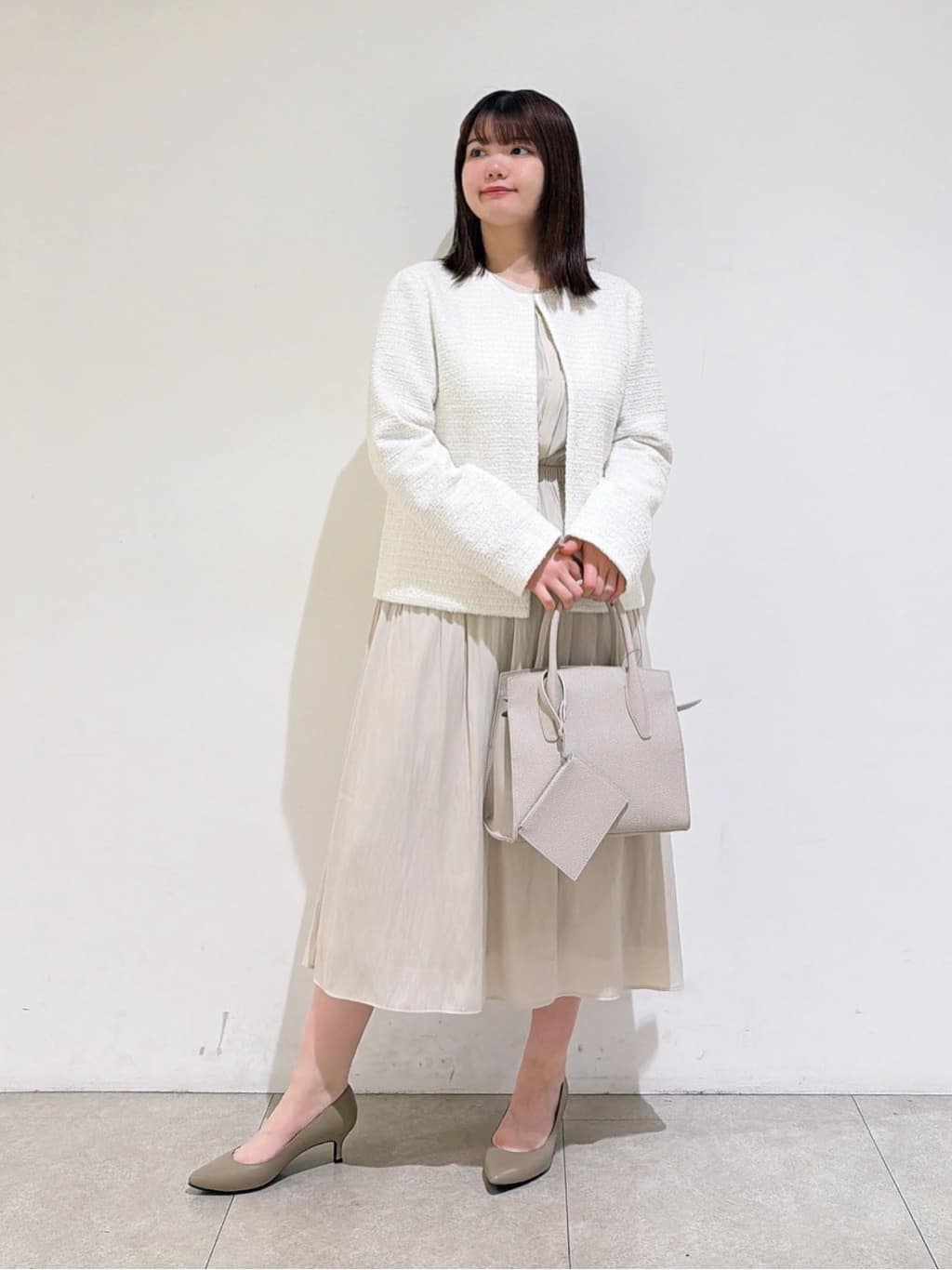 emikaさんの「INDIVI｜【セレモニー／洗える】ミックスツイードライトジャケット」を使ったコーディネート